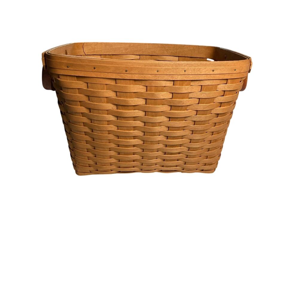 2006 Longaberger Slanted Magazine Basket with Leather Handles